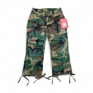 Rothco Capri Pants Women's 5/6 Camo Cargo Y2K‎ Woodland Camouflage NWT